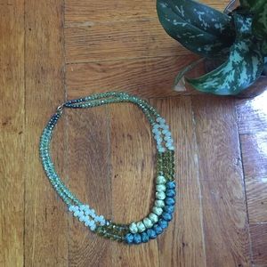 Anthropologie Beaded Green Statement Necklace